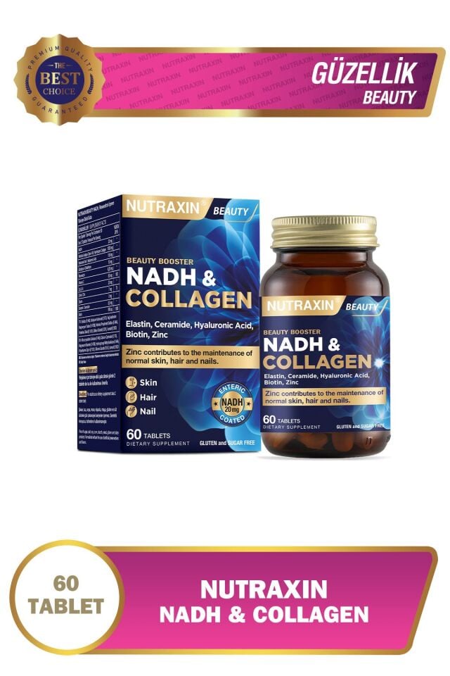 Nutraxin Nadh Collagen 60 Tablet Tip1 Tip3 Hyaluronik Asit, Elastin, Seramid, Resveratrol Glutatyon