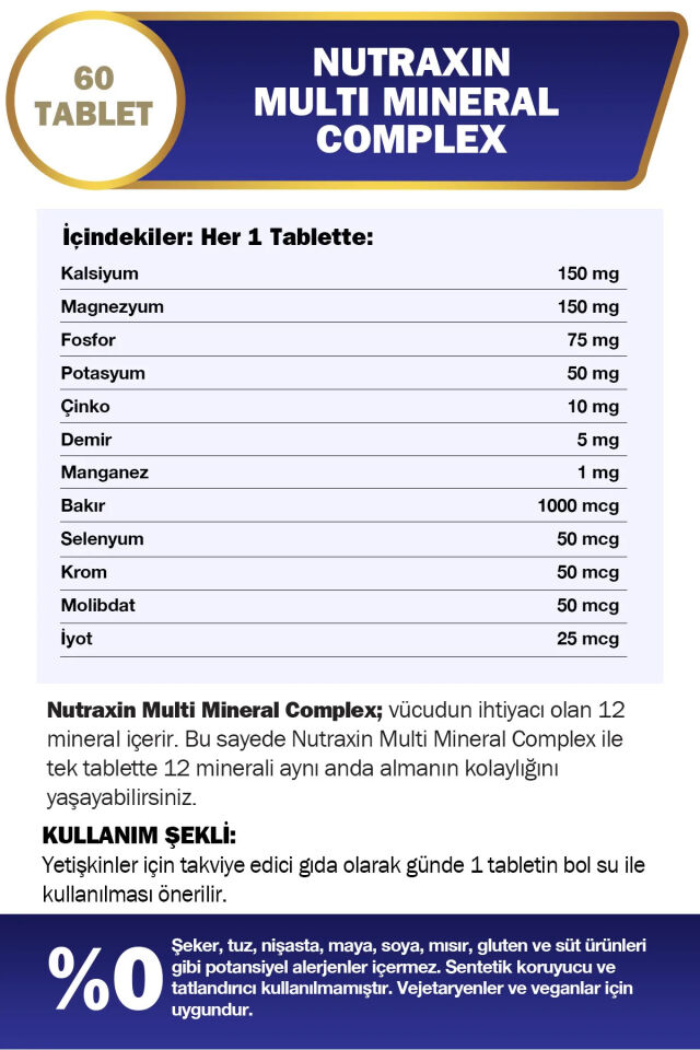 Nutraxin Multi Mineral Complex 60 Tablet
