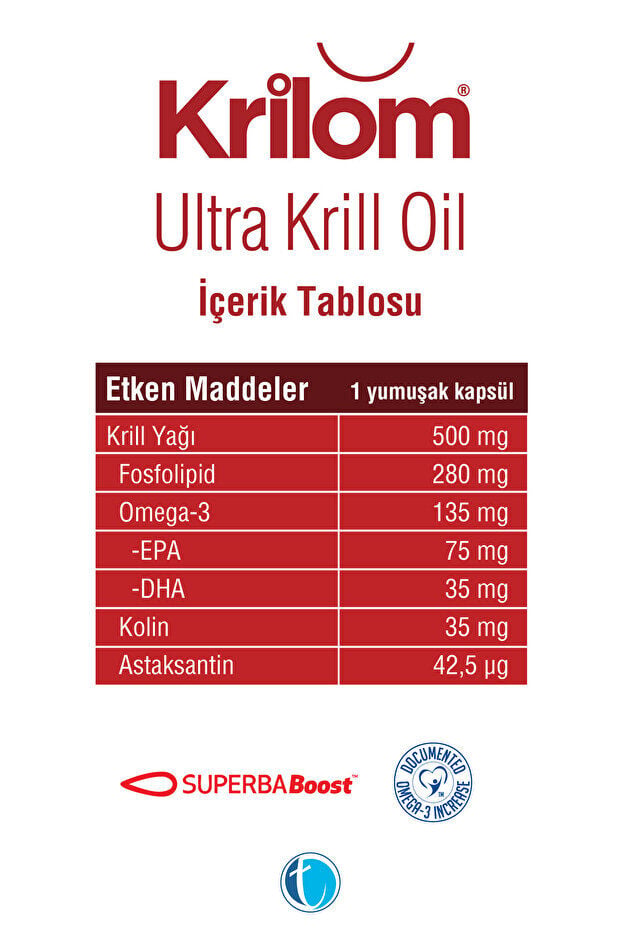 Krilom Ultra Krill Oil Takviye Edici Gıda 30 Yumuşak Kapsül