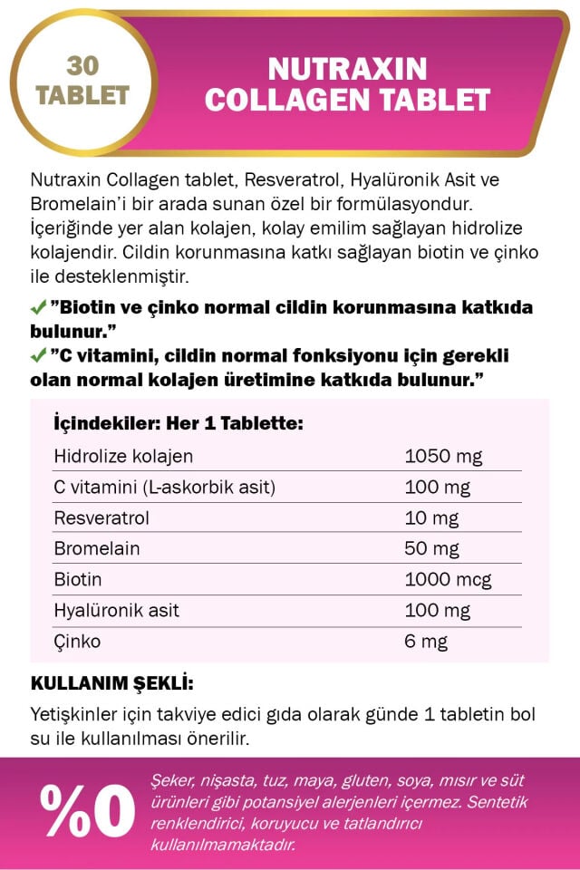 Nutraxin Hidrolize Kolajen 30 Tablet Tip1 Tip3