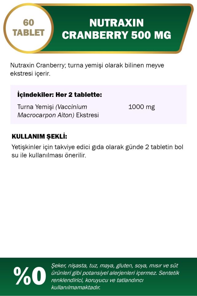 Nutraxin Cranberry 500 Mg 60 Tablet