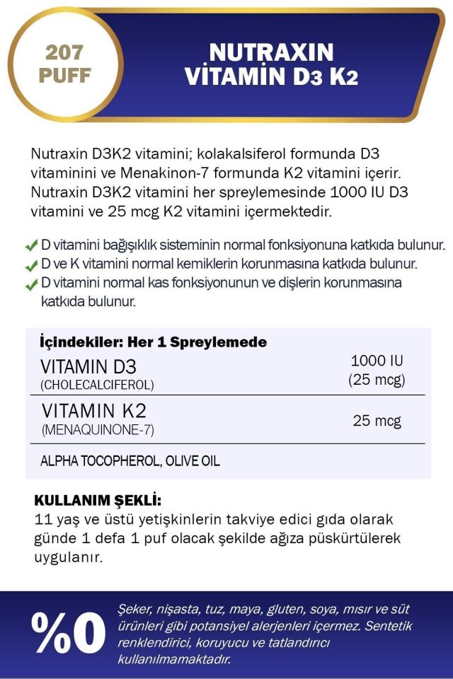 Nutraxin Vitamin D3k2 Sprey 30 ml