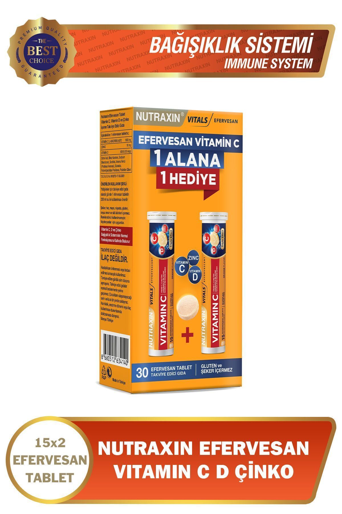 Nutraxin Efervesan C Kofre 2 Al 1 Öde - C 1000 Mg D 400 Iu Zinc 10 Mg