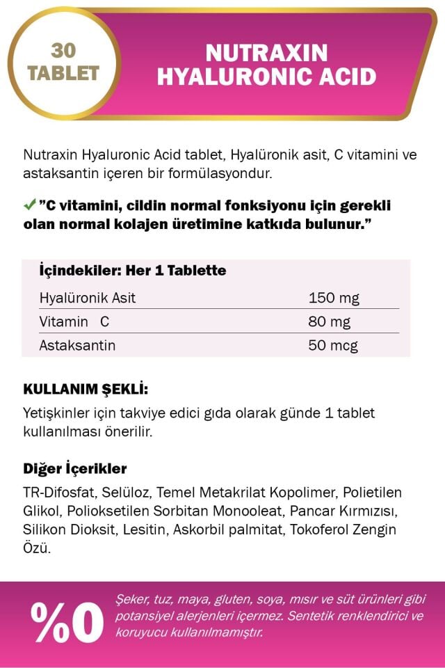 Nutraxin Beauty Hyaluronic Acid 30 Tablet