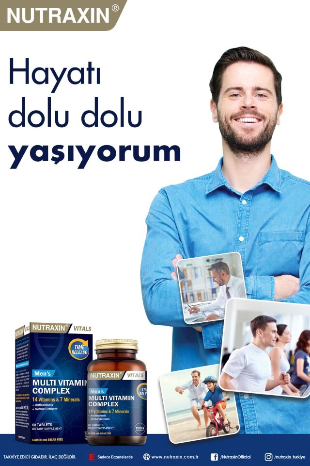 Nutraxin Men's Multi Vitamin Ve Mineraller Içeren Complex Takviye Gıda 60 Tablet