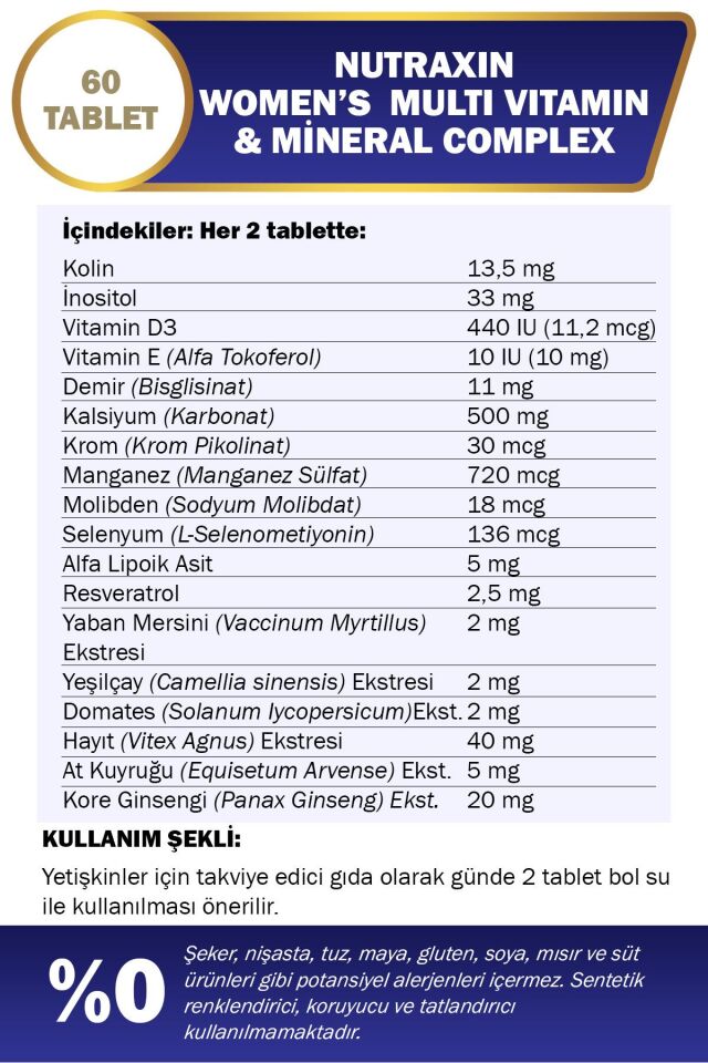 Nutraxin Vitals Women's Multivitamin Complex 60 Tablet