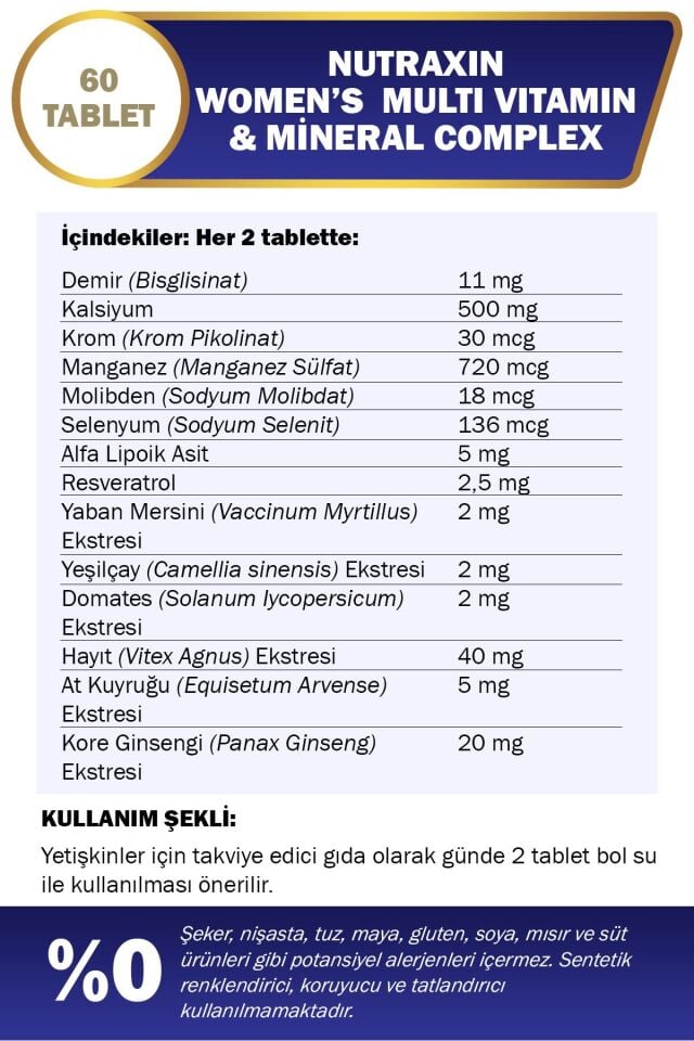 Nutraxin Vitals Women's Multivitamin Complex 60 Tablet