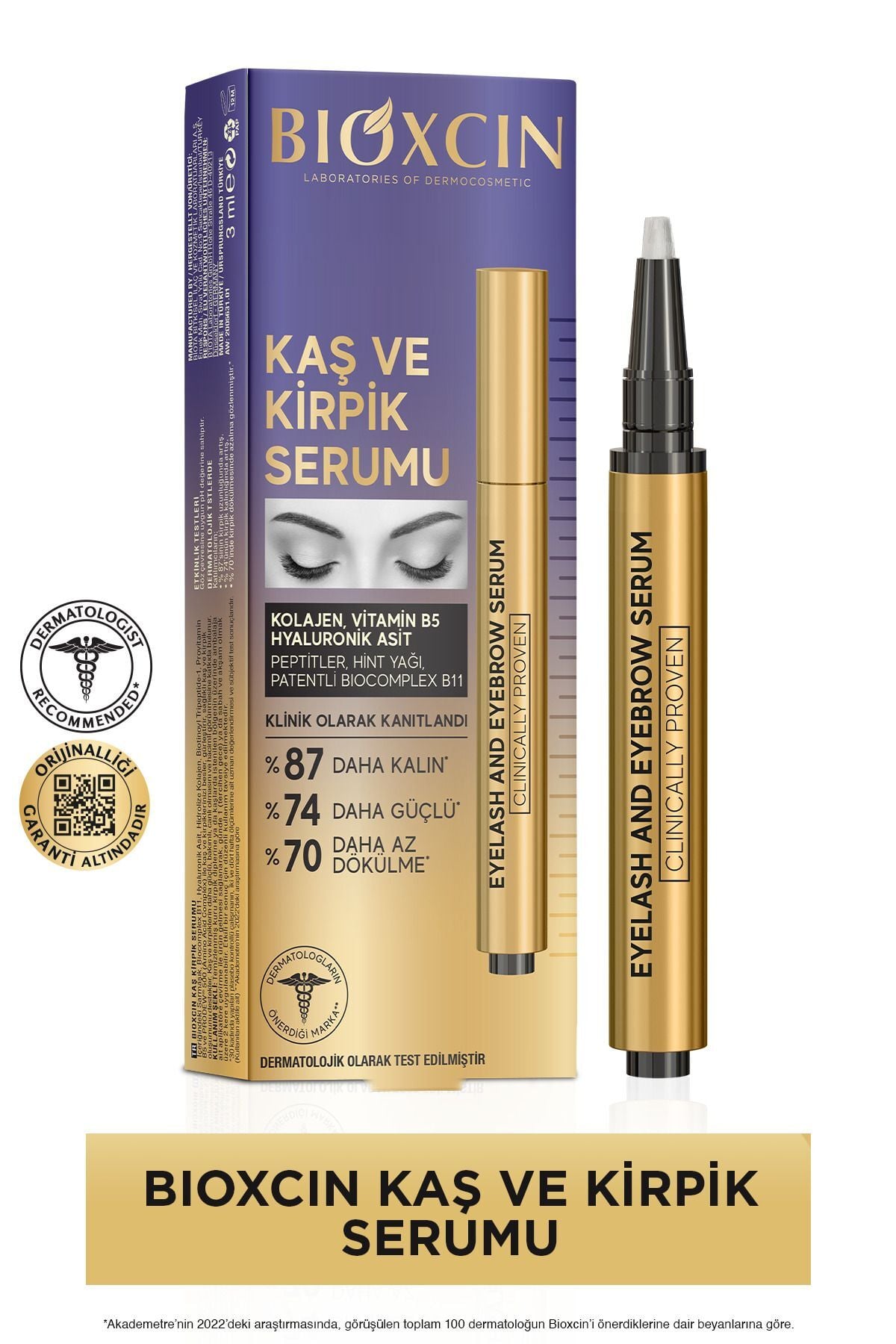 Bioxcin Kaş Kirpik Serumu - Kolajen Hyaluronik Asit Hint Yağı Keratin Peptidleri B5 Biocomplex B11