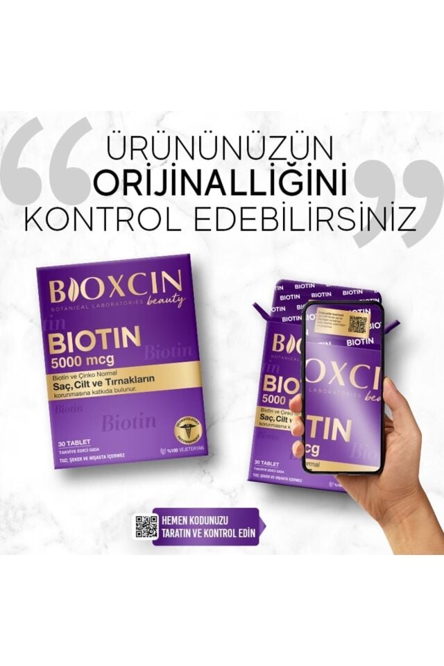 Bioxcin Biotin 5.000 Mcg 30 Tablet - Biotin Çinko 15 Mg Saç Ve Tırnak Vitamini