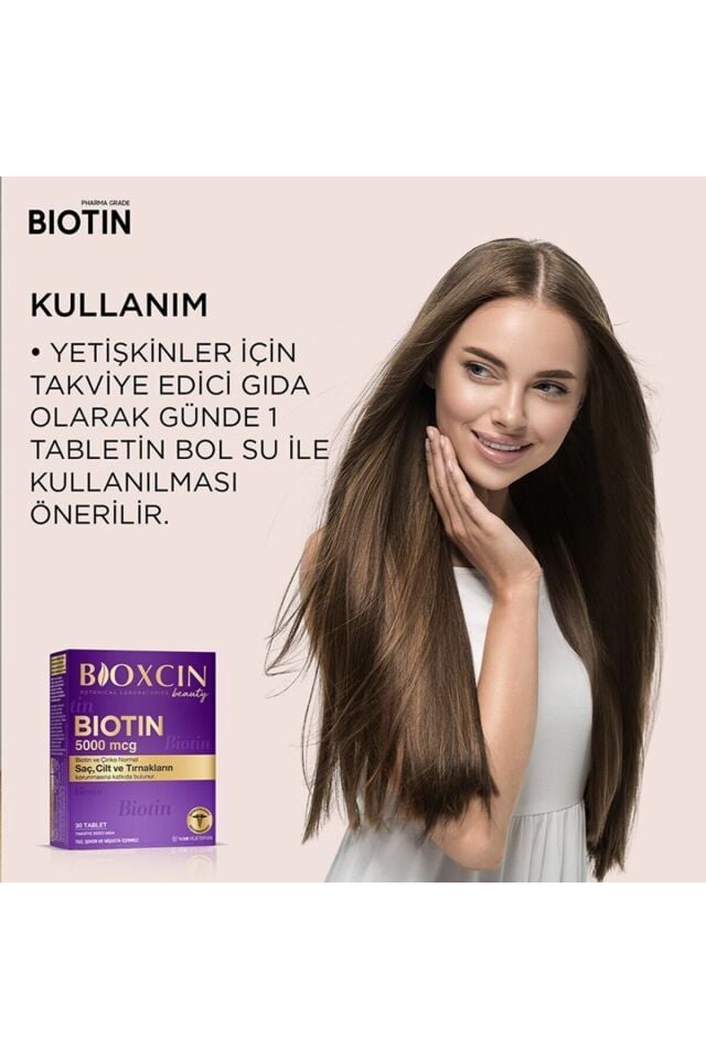 Bioxcin Biotin 5.000 Mcg 30 Tablet - Biotin Çinko 15 Mg Saç Ve Tırnak Vitamini