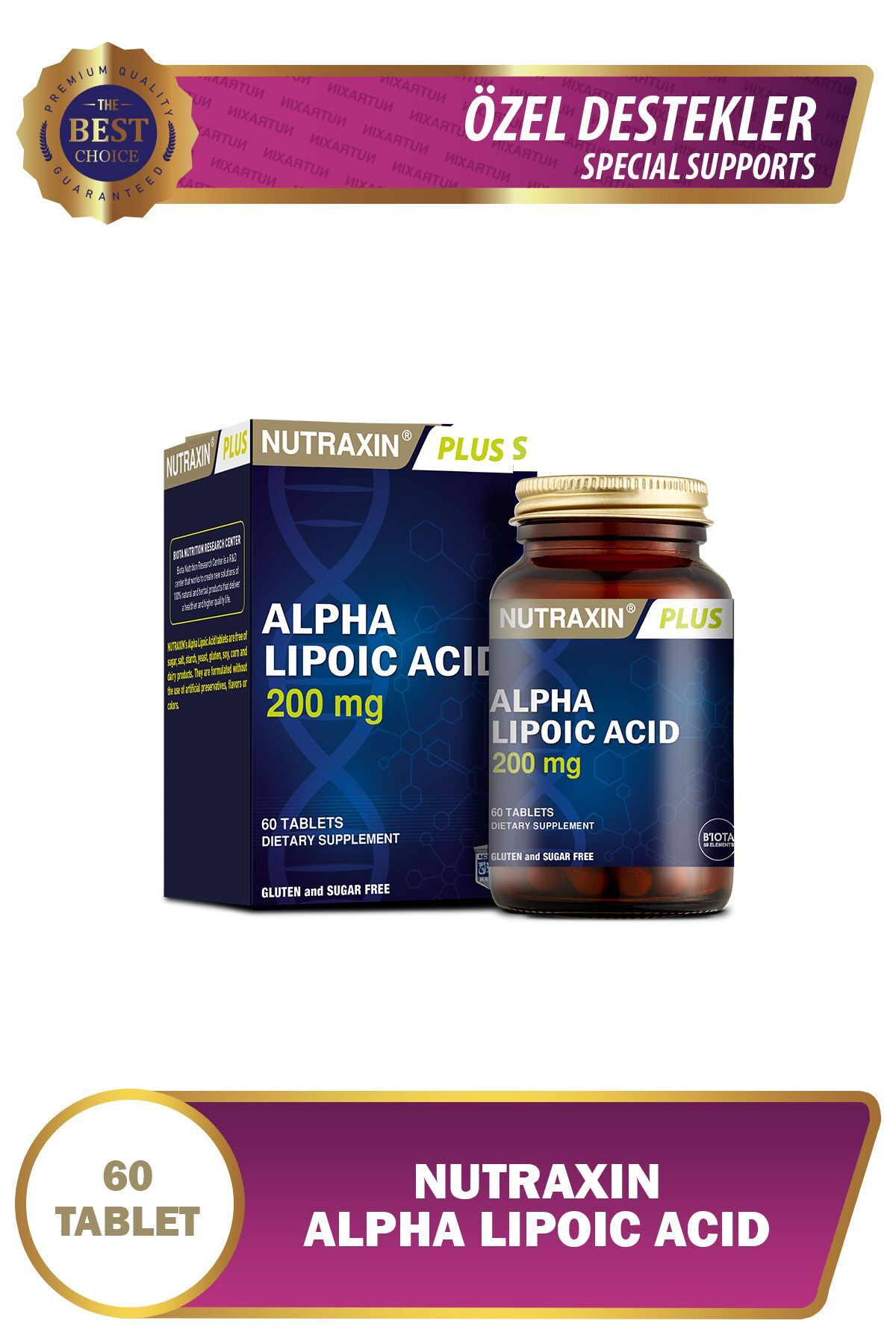 Nutraxin Alpha Lipoic Acid 200mg Takviye Edici Gıda 60 Tablet