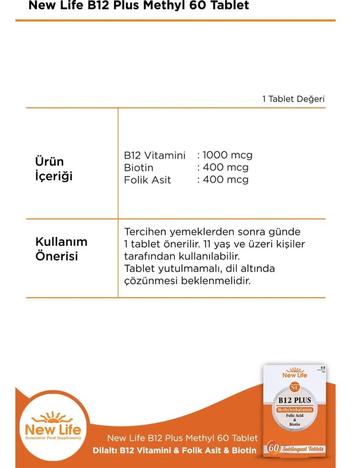 New Life B12 Plus 60 Tablet