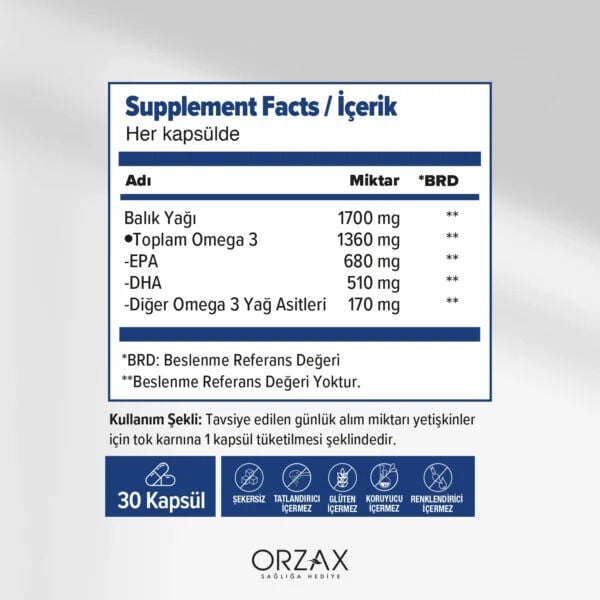 Ocean Ultimate Balık Yağı 1700 mg 30 Softjel Kapsül