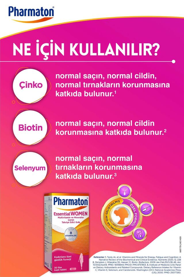 Essential Women 30 Tablet - Biotin, Demir, Vitamin B, Multivitamin Ve Mineraller