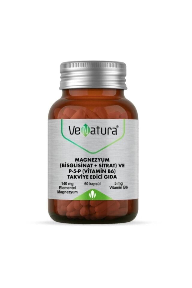 Magnezyum Bisglisinat + Sitrat Ve P-5-P Vitamin B6 Kapsül 60 lı