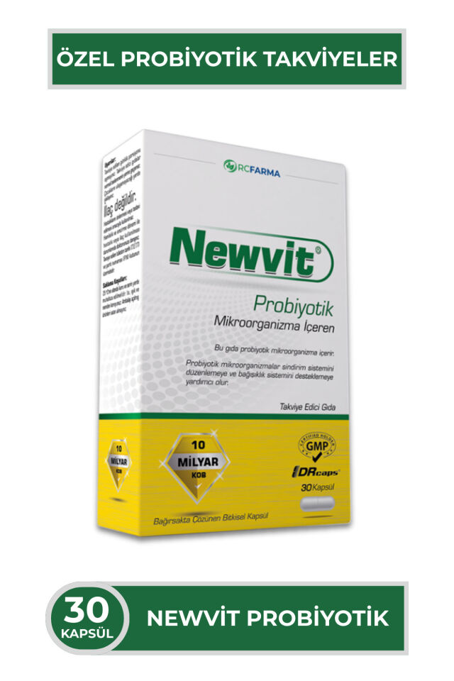 Newvit Probiyotik 30 Kapsül | 14 Farklı Probiyotik Kültür + L-Glutamin İlavelidir