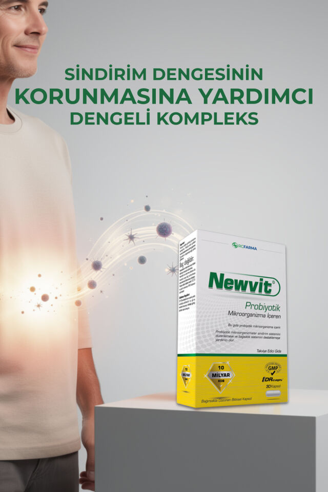 Newvit Probiyotik 30 Kapsül | 14 Farklı Probiyotik Kültür + L-Glutamin İlavelidir
