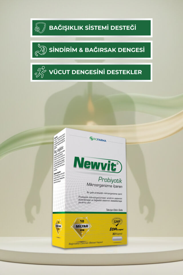 Newvit Probiyotik 30 Kapsül | 14 Farklı Probiyotik Kültür + L-Glutamin İlavelidir