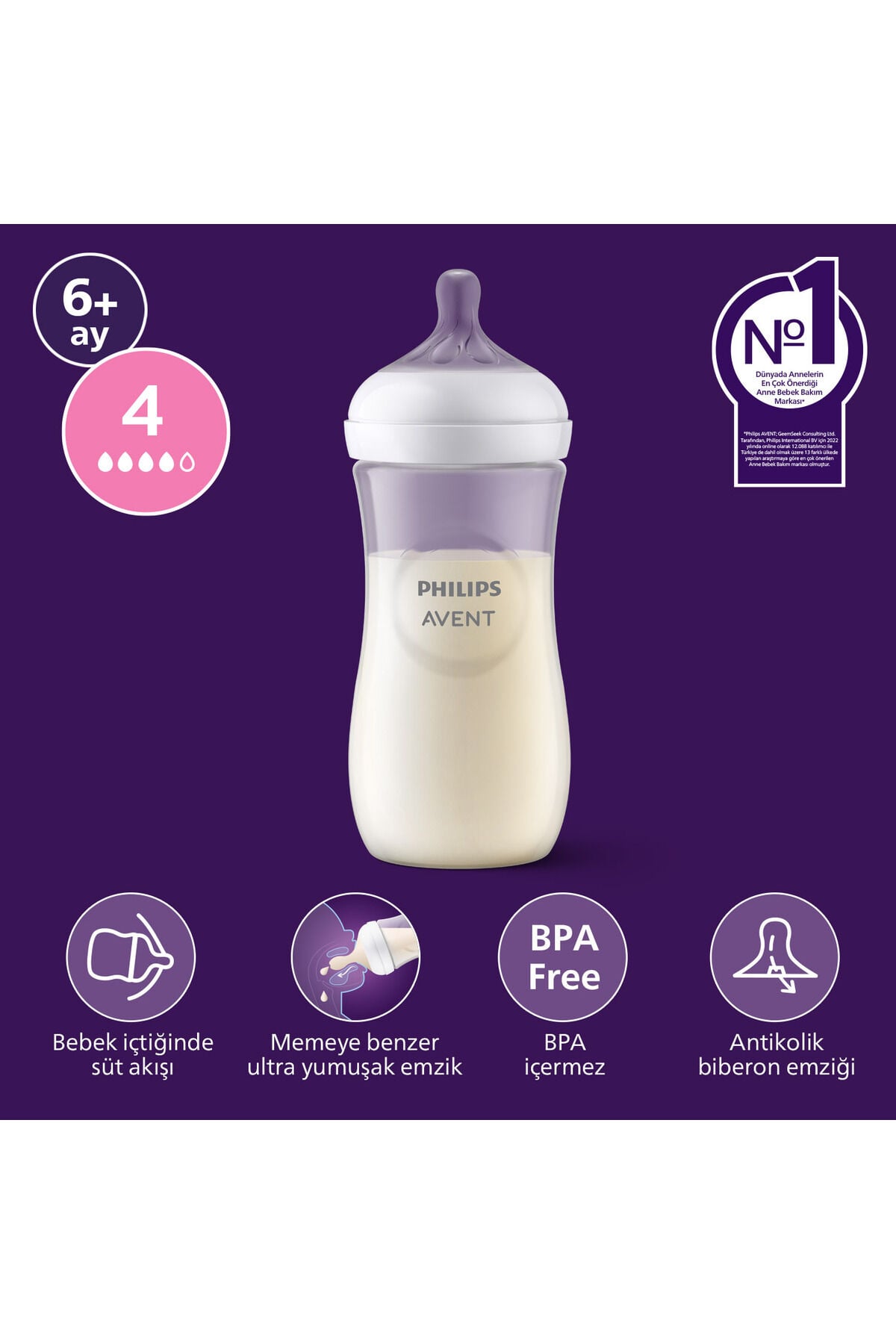 Doğal Tepkili PP Biberon, 330ml, 6+ Ay, SCY906/01