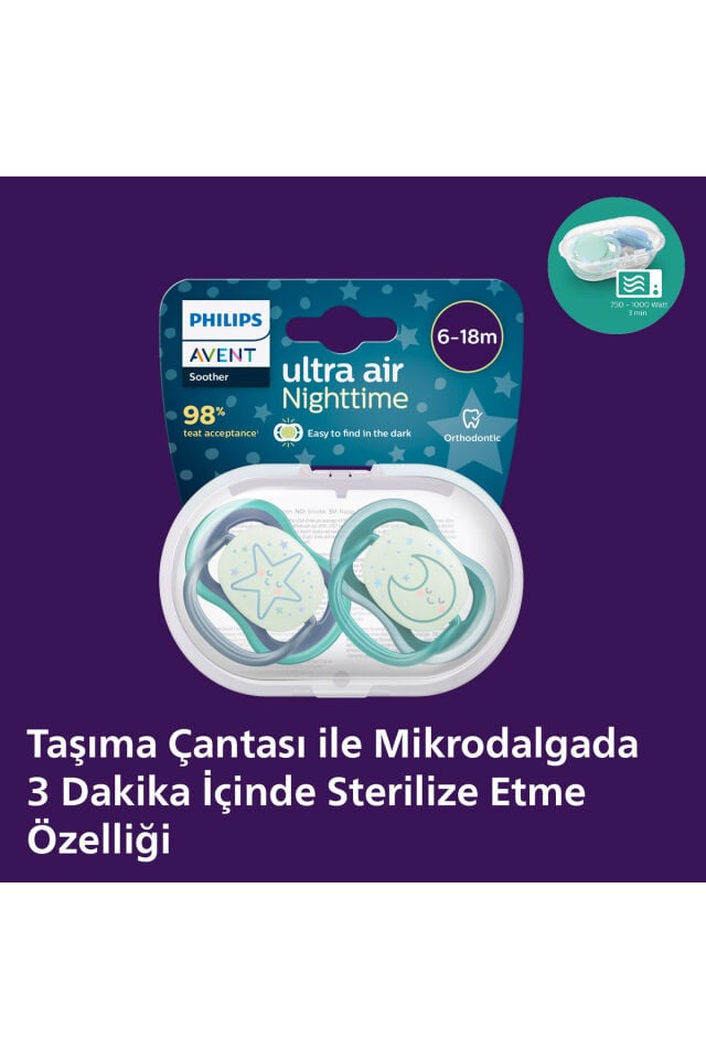 Ultra Air Gece Emziği 6-18 Ay, 2'li Erkek, SCF376/13