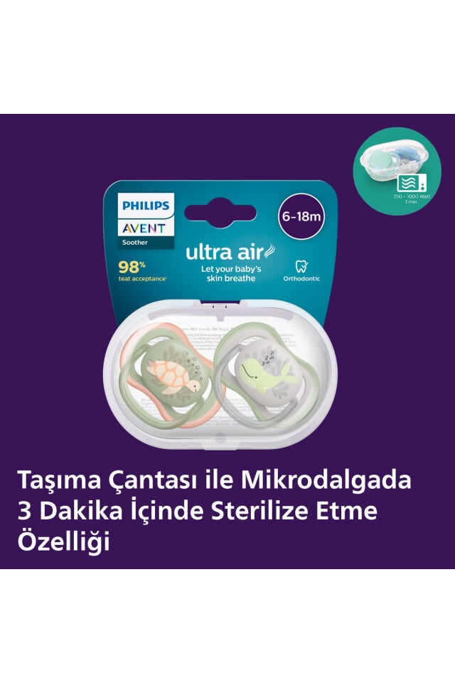 Ultra Air Emzik 6-18 Ay,  2'li Paket, Erkek, SCF085/60