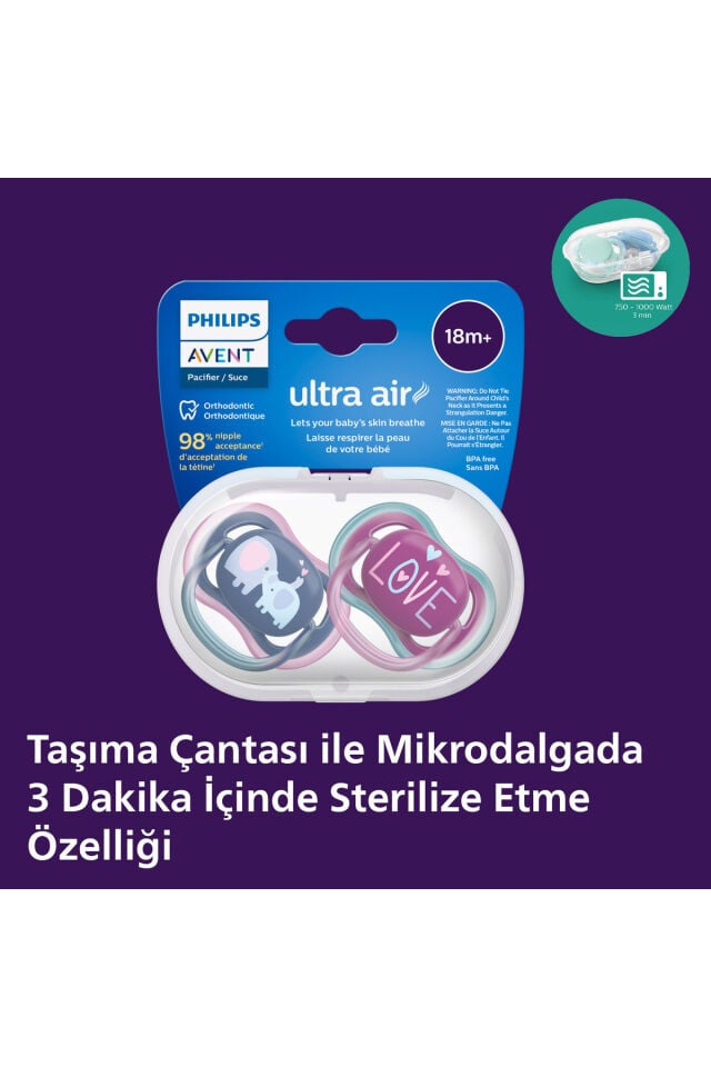 Ultra Air Emzik 18+ Ay,  2'li Paket, Kız, SCF349/22