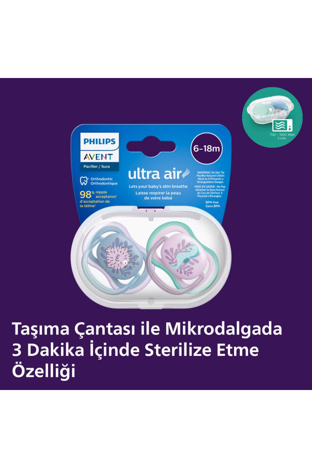 Ultra Air Emzik 6-18 Ay,  2'li Paket, Kız, SCF085/61
