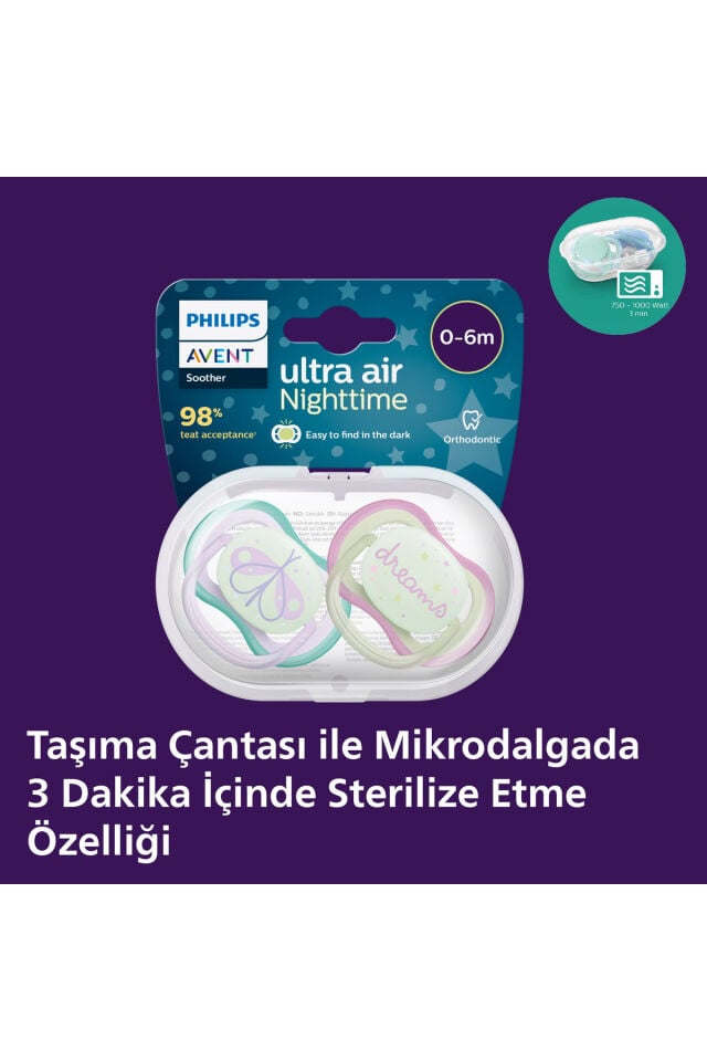 Ultra Air Gece Emziği 0-6 Ay, 2'li Kız, SCF376/19