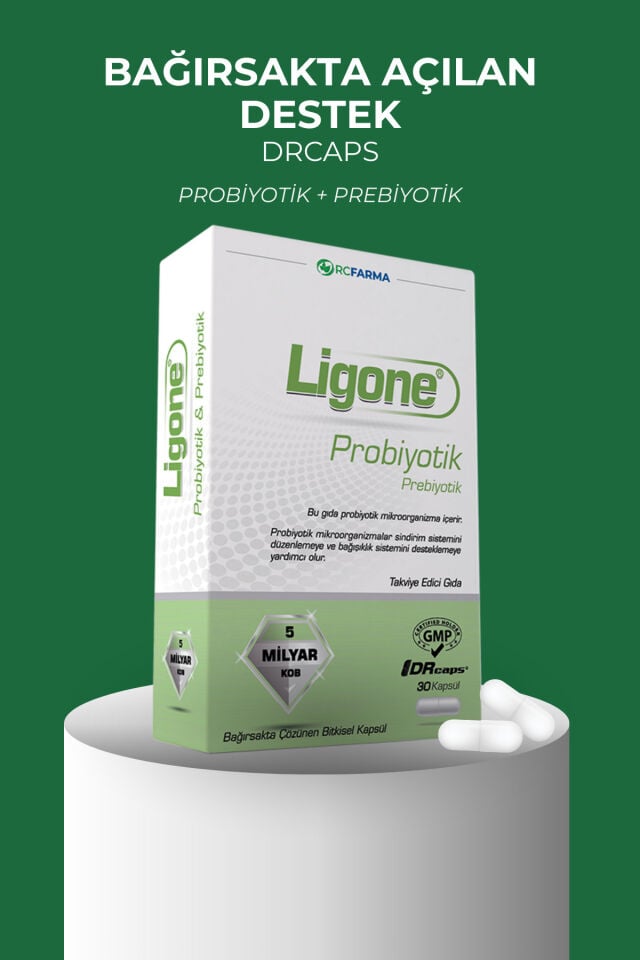 Ligone Probiyotik DRCaps Bitkisel Kapsül 30 Kapsül 5 Milyar CFU