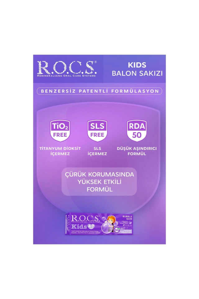 Rocs Kids 4-7 Yaş Diş Macunu Balon Sakızı 45 gr