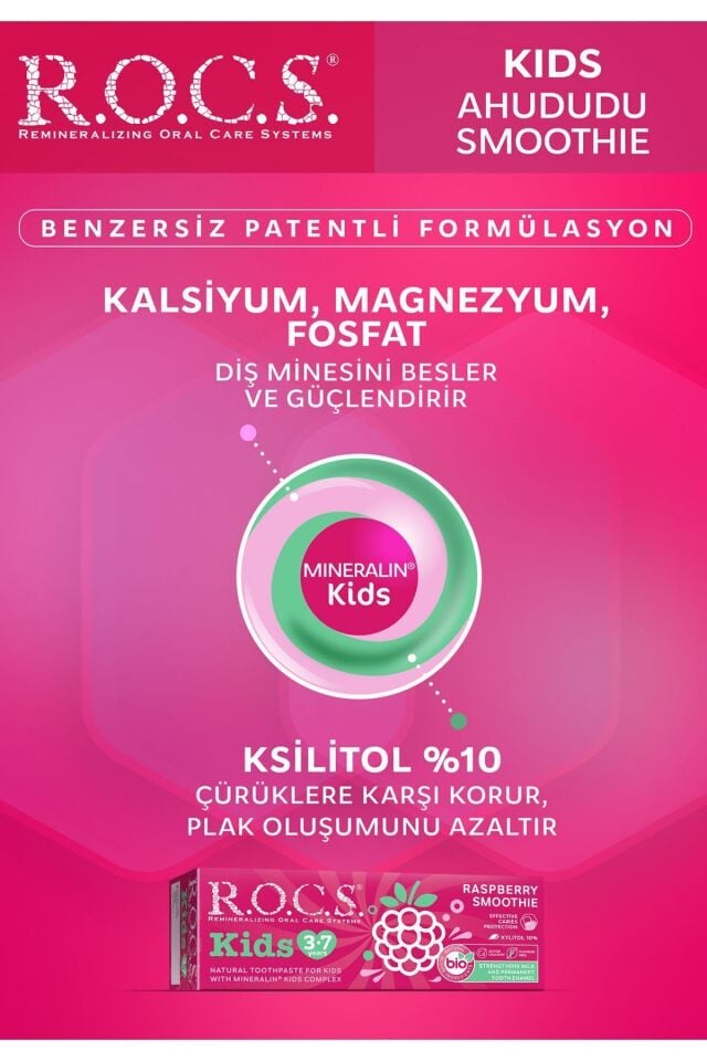 Kıds 3-7 Yaş Ahududu Smoothıe Tadında Florürsüz Diş Macunu 45g
