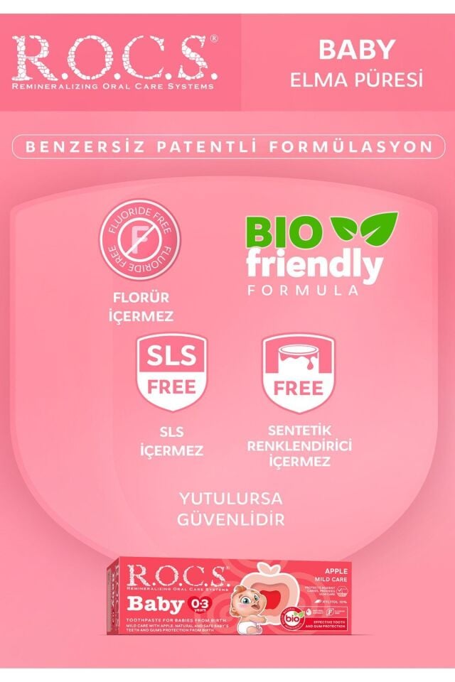 Rocs Baby 0-3 Yaş Arası Elma Püresi Tadında Diş Macunu 35 ml