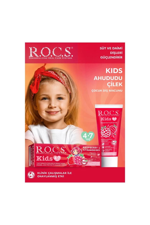 Rocs Kids 4-7 Yaş Ahududu-Çilek Diş Macunu 35 ml