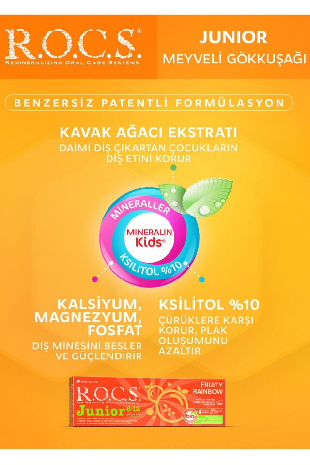 Rocs Junior 6-12 Yaş Meyveli Gökkuşağı Diş Macunu 60 ml