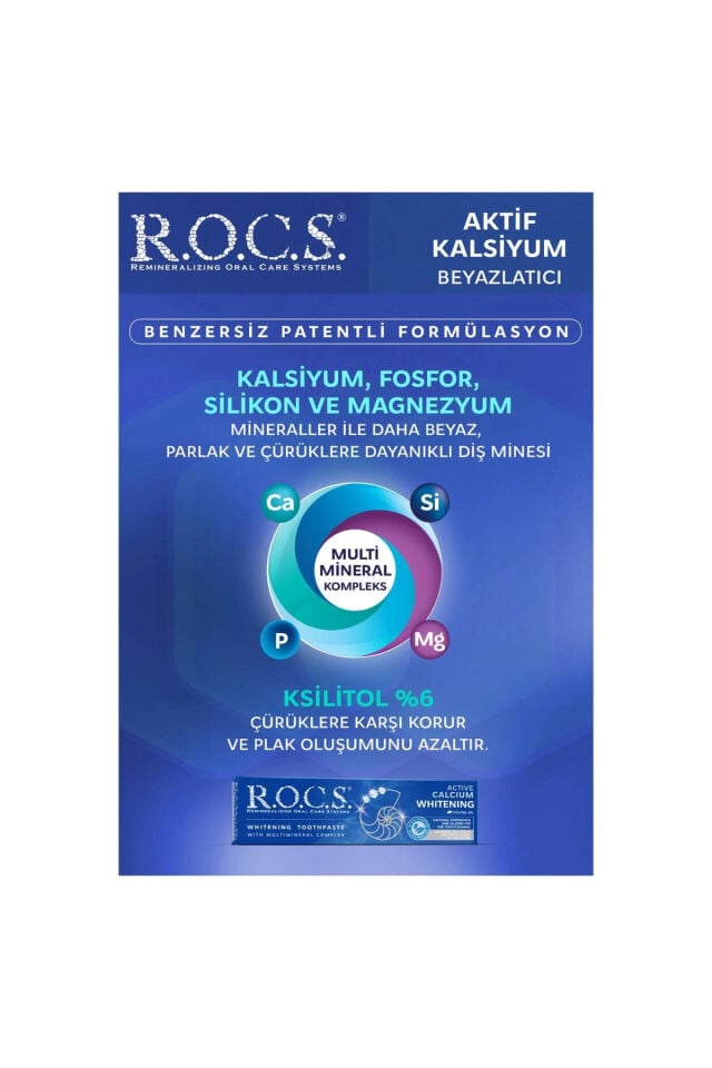 Rocs Aktif Kalsiyum Beyazlatıcı Diş Macunu – 94g