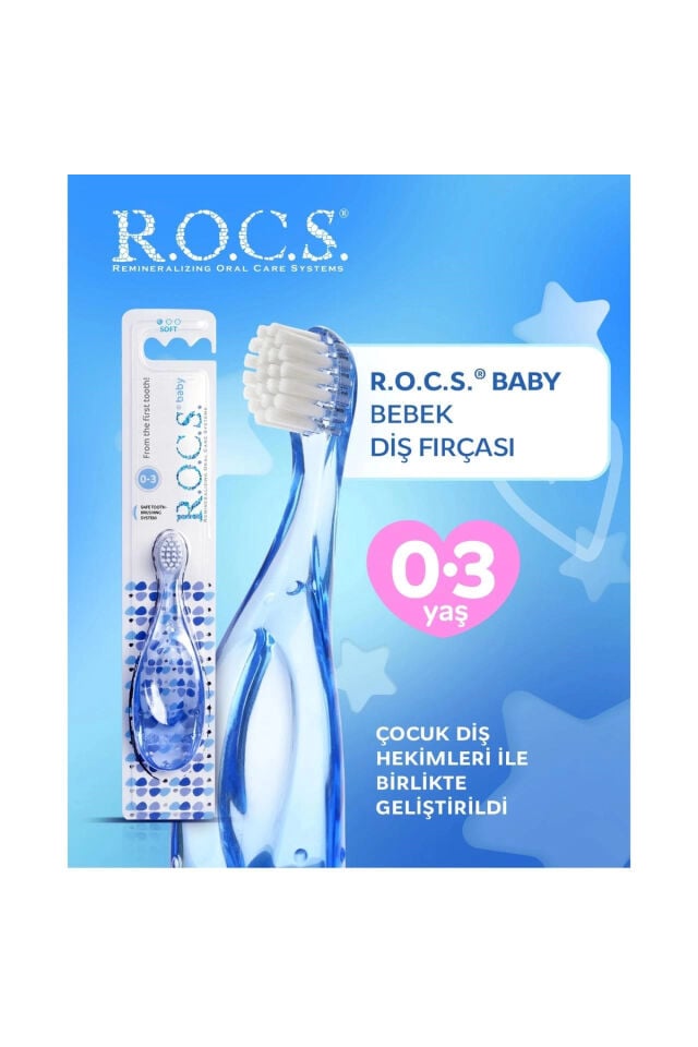 Rocs Baby 0-3 Yaş Bebek Diş Fırçası - Mavi