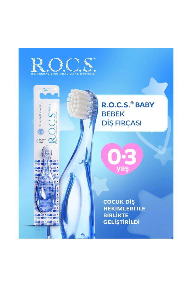 Rocs Baby 0-3 Yaş Bebek Diş Fırçası - Mavi