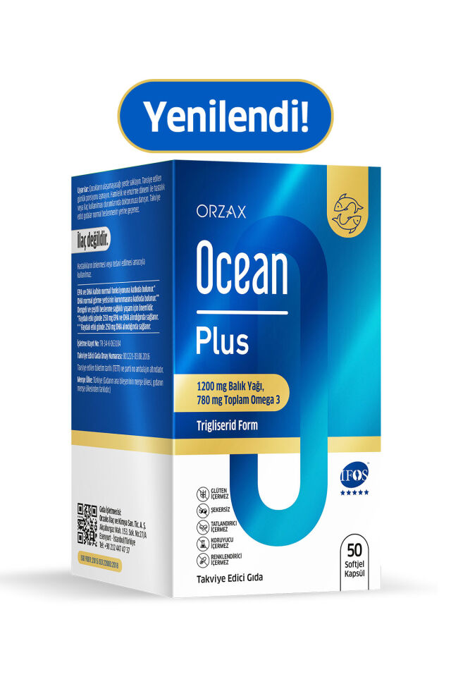 Ocean Plus Omega 3 Balık Yağı - EPA, DHA, OMEGA 3 - 1200 Mg - 50 Kapsül