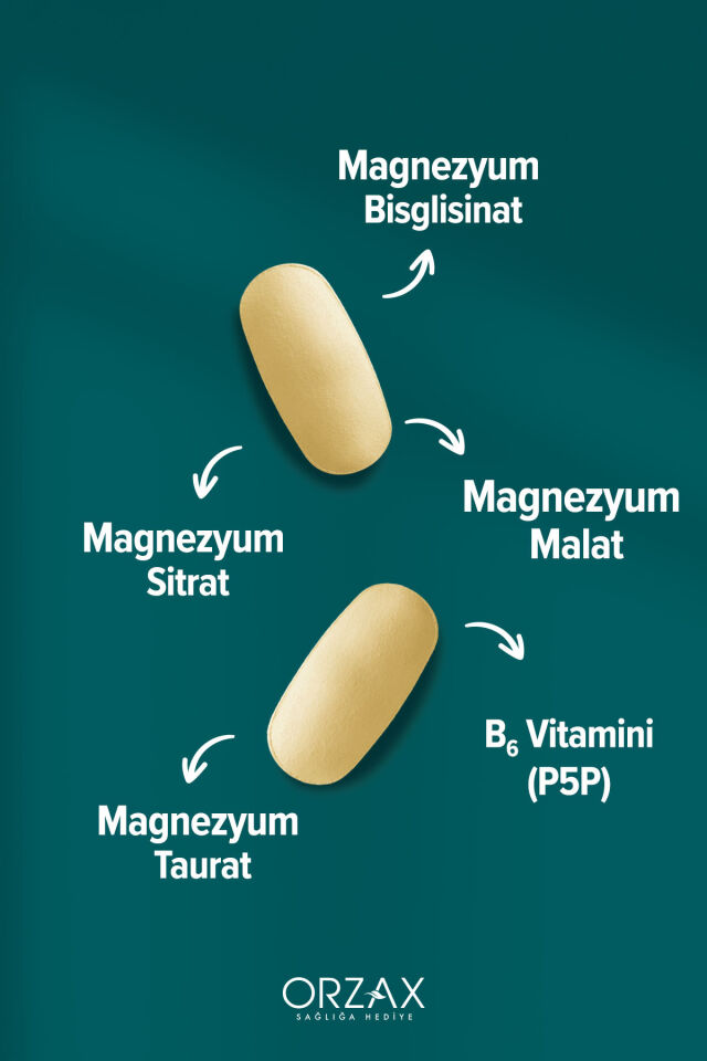 Ocean Magnezyum Complex — Bisglisinat - Malat - Sitrat - Taurat & B6 (P5P) Vitamini 60 Tablet