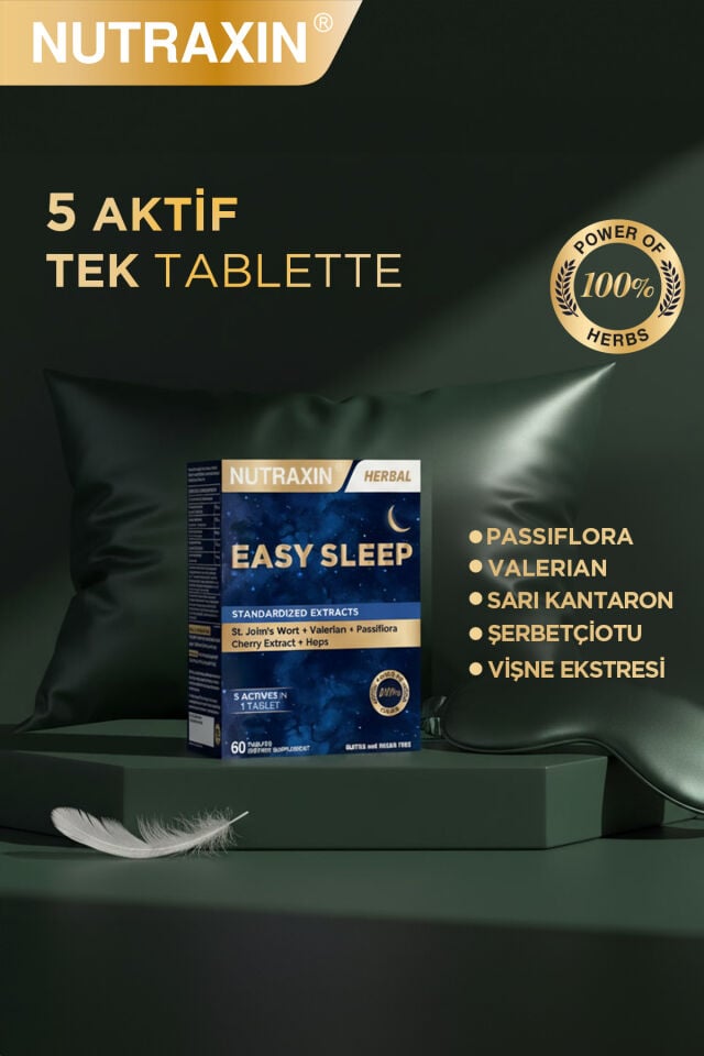 Easy Sleep 60 Tablet - Sarı Kantaron, Vişne, Kediotu Kök ve Çarkıfelek Ekstresi