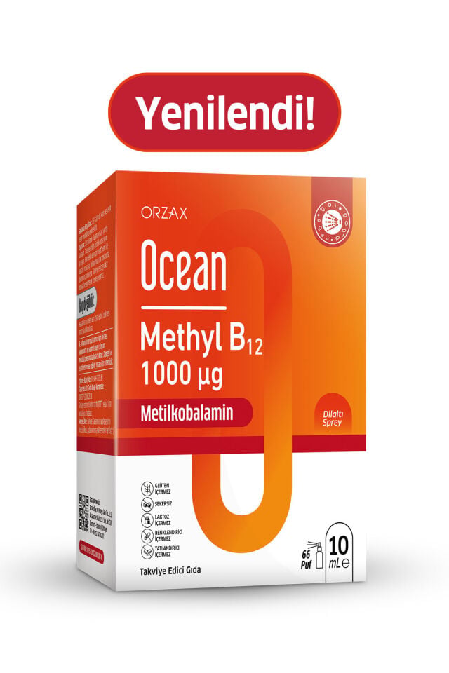 Ocean Methyl B12 Dilaltı Sprey - Vitamin B12 Takviye Edici Gıda - 1000 µg (Metilkobalamin) - 10 ml