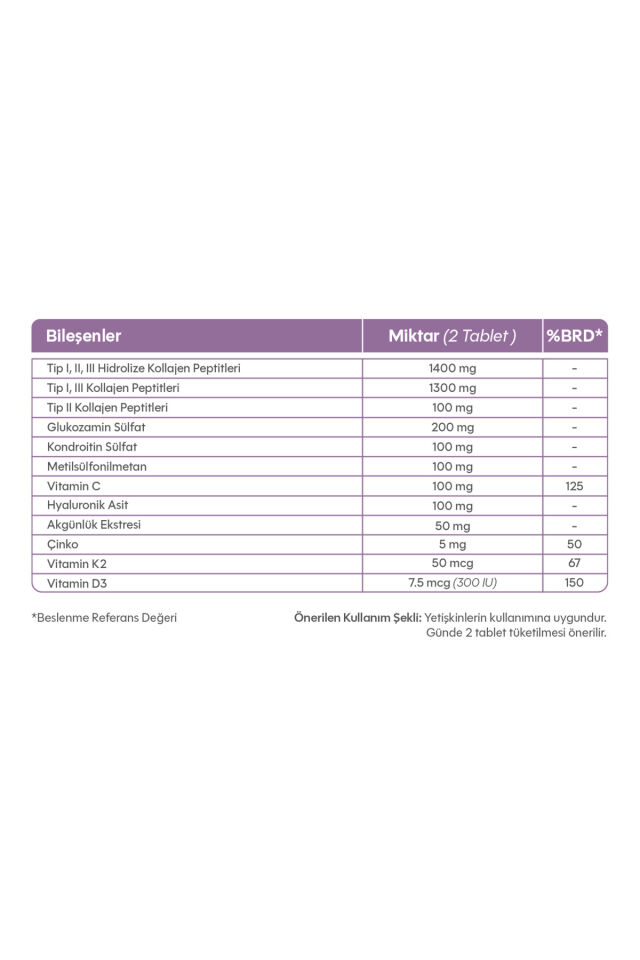 FXONE Hidrolize Kolajen,Glukozamin,Vitamin C,MSM,Boswella,Hyaluronik Asit,Eklem- Kemik 60 Tablet