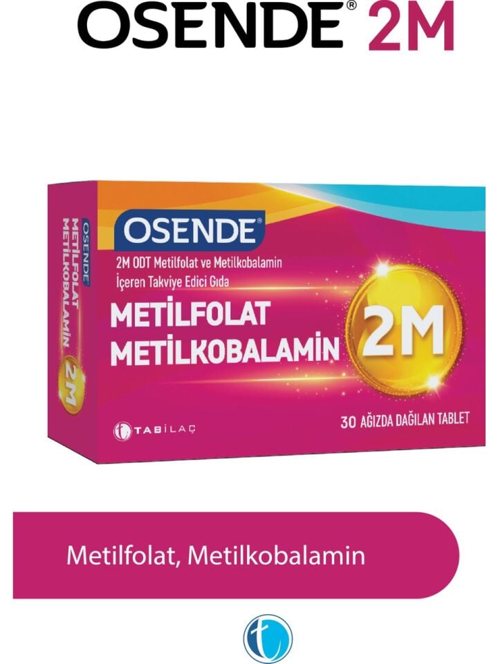 Osende 2M 30 Dilaltı Tablet Vitamin B12 (Metilkobalamin) Folik Asit (Metilfolat)
