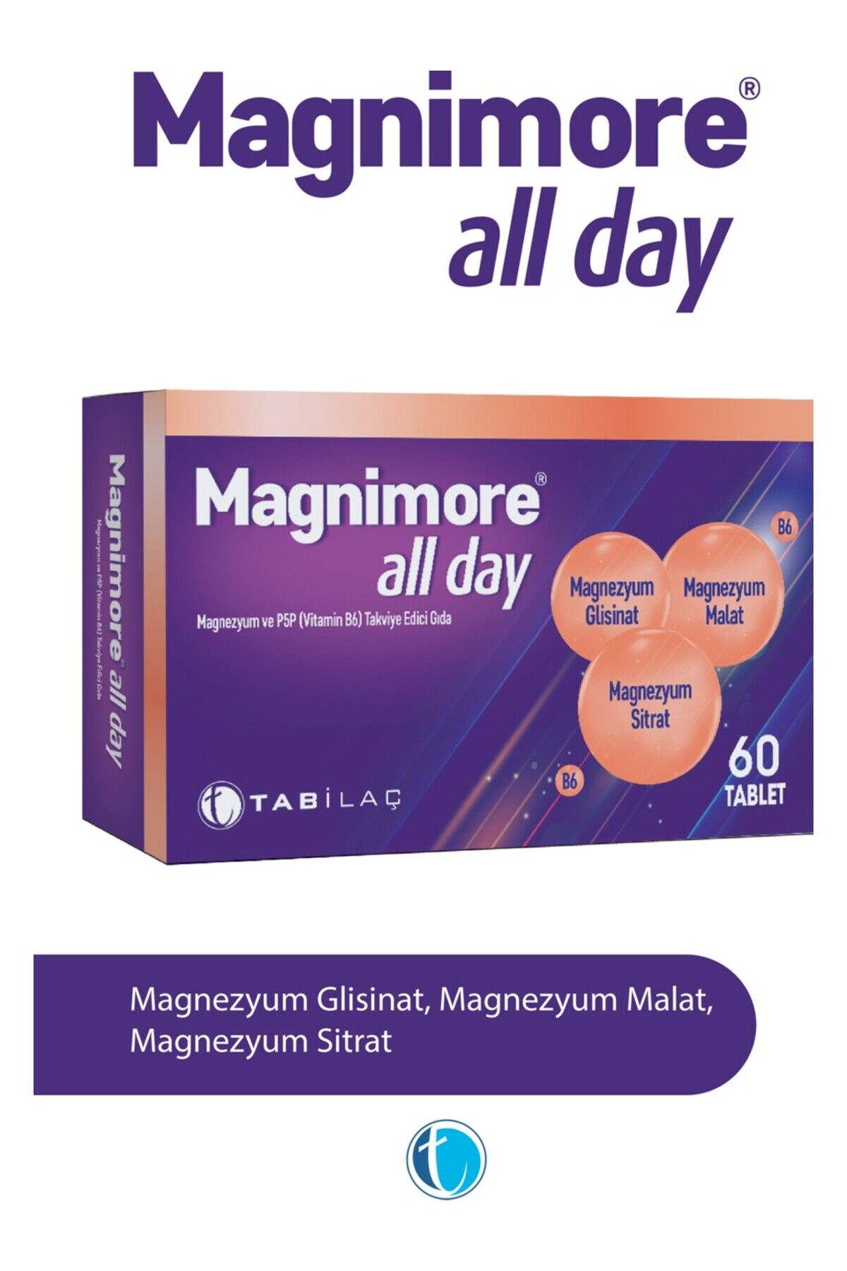 Magnimore All day Magnezyum ve P5P (Vitamin B6) 60 Tablet