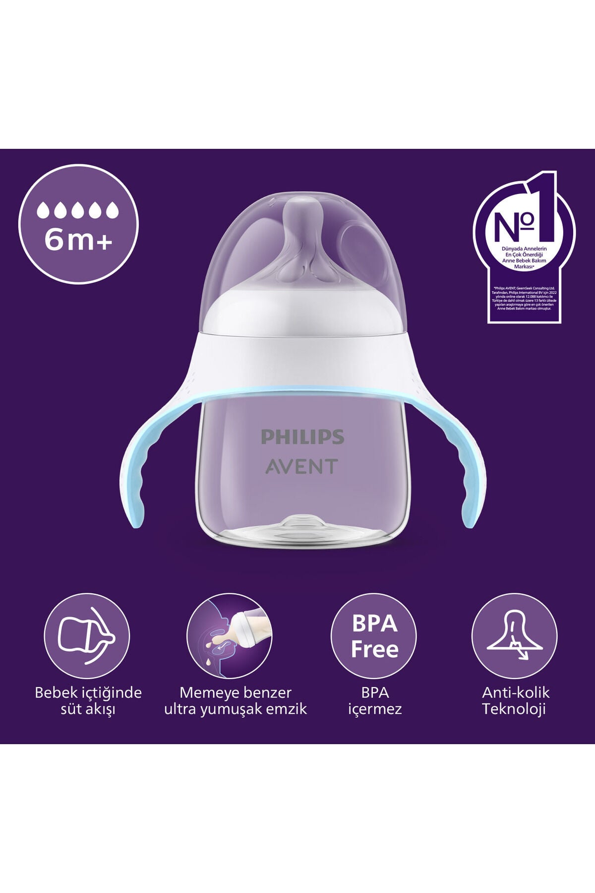 Avent Doğal Tepkili Eğitici Bardak, 150ml, 6+ Ay, SCF263/61