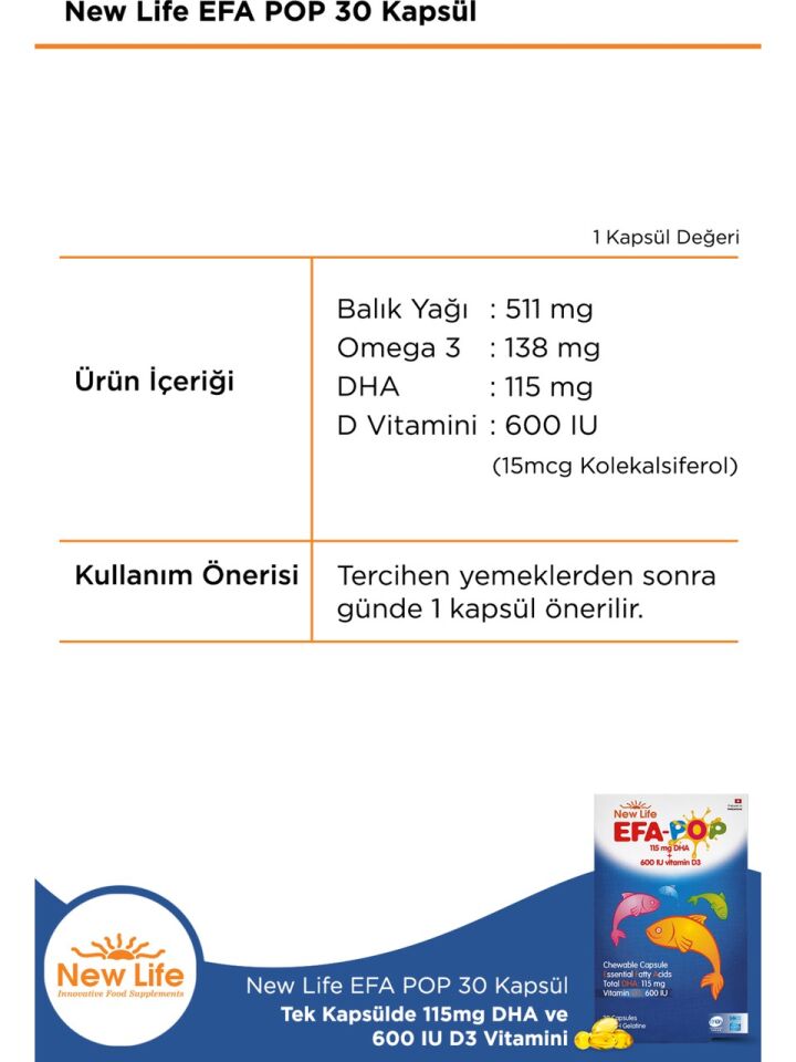 New life Efa Pop 500 Mg Çiğnenebilir 30 Softjel