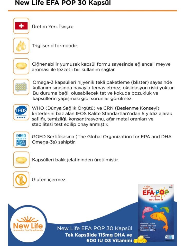 New life Efa Pop 500 Mg Çiğnenebilir 30 Softjel