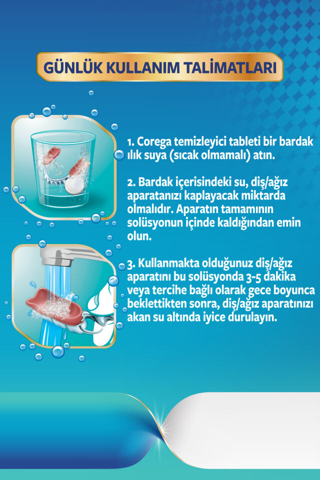 Corega 3 Dakikada Günlük Temizleyici Tablet 30 Adet