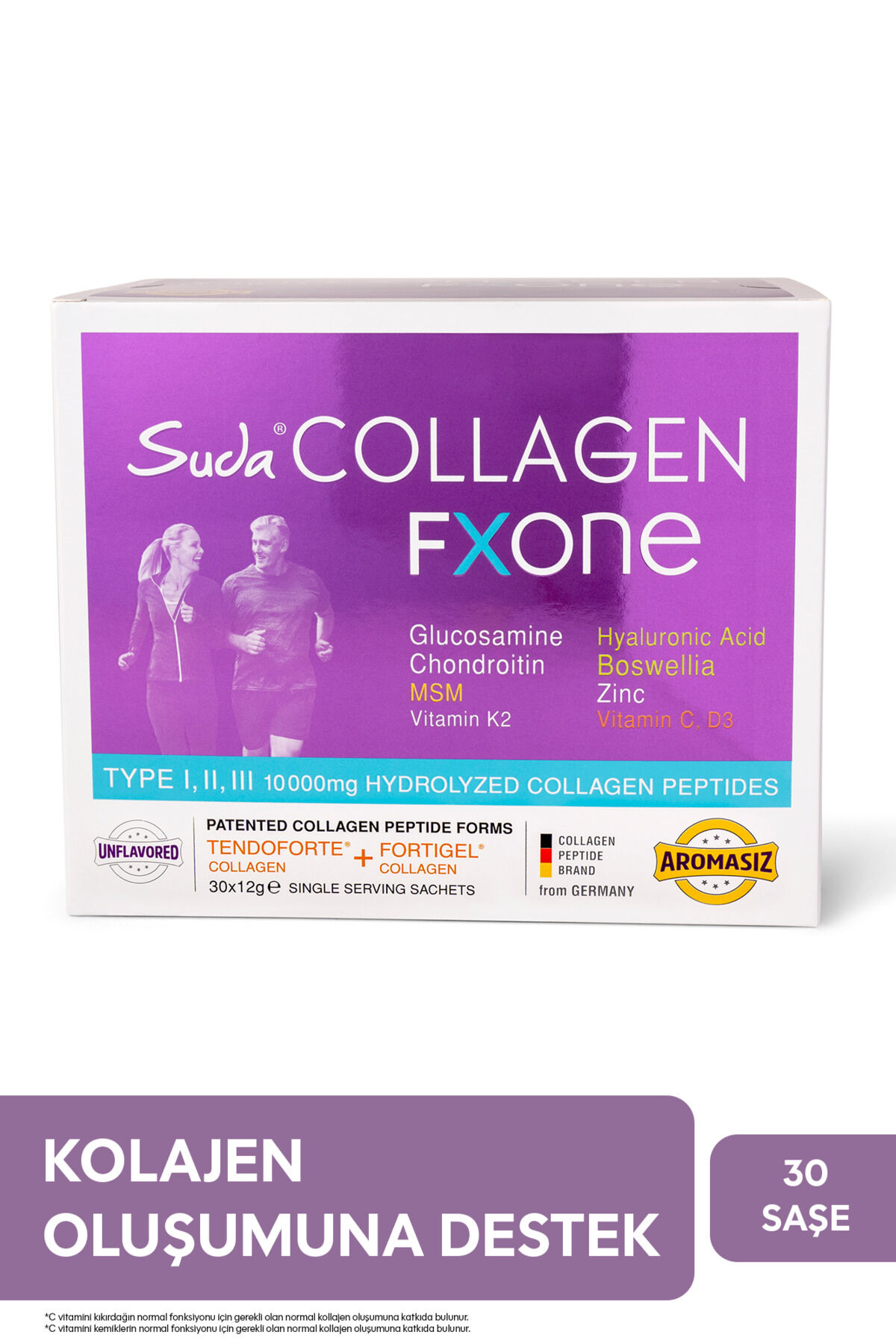 Suda Collagen FXONE Hidrolize Kolajen,Glukozamin,Vitamin C,MSM,Boswella,Eklem- Kemik Aromasız 30Saşe