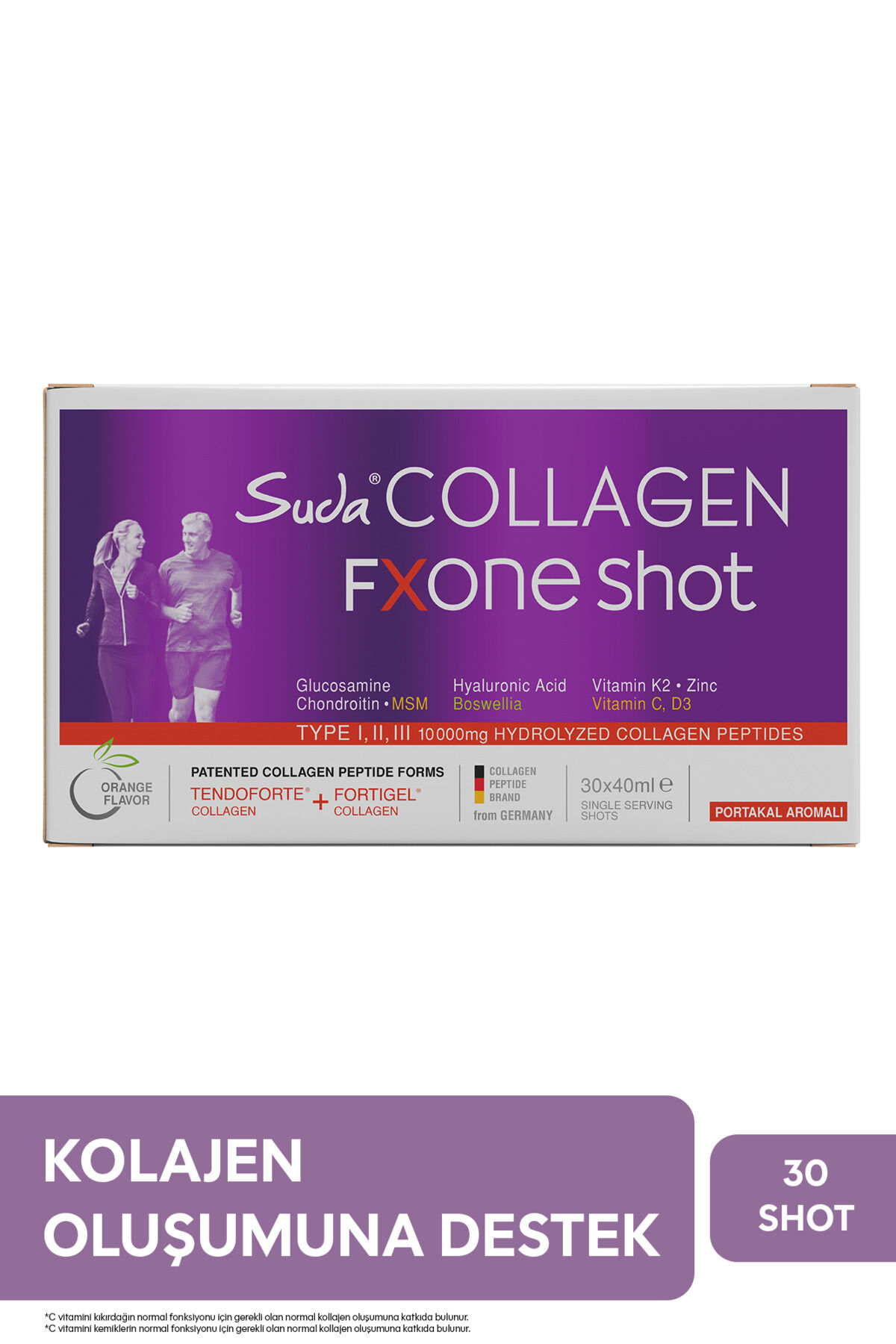 Suda Collagen FXONE Hidrolize Kolajen,Glukozamin,Vitamin C,MSM,Boswella,Eklem- Kemik Portakal Aromalı 30Shot